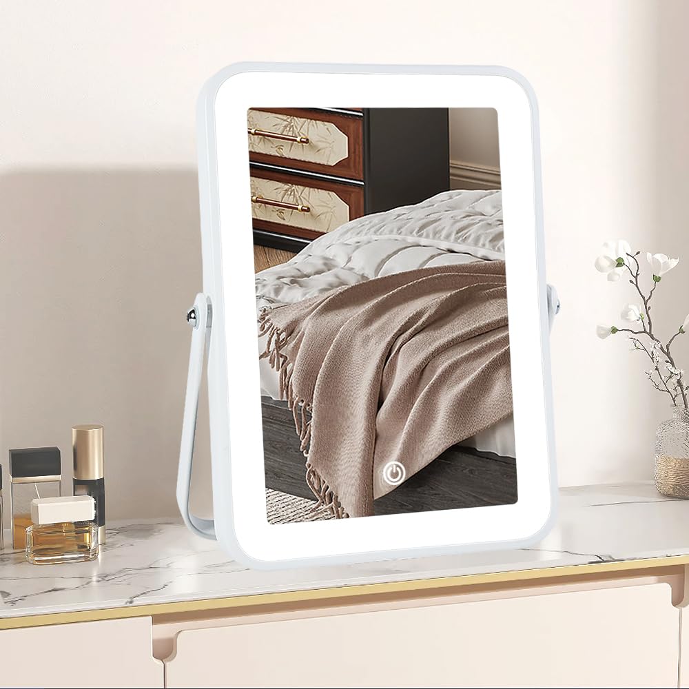 YEKKOPT Rechargeable Vanity Mirror front view with lights