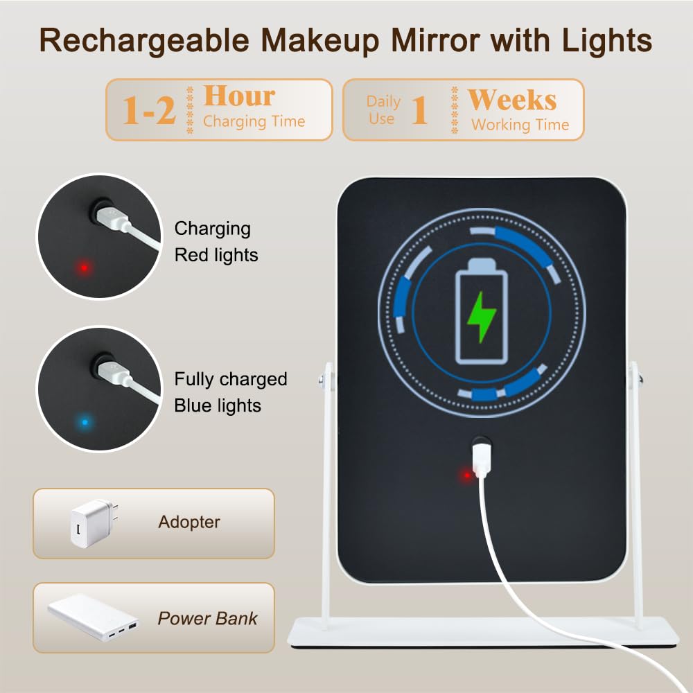 YEKKOPT Small Desk Mirror showing smart dimming feature