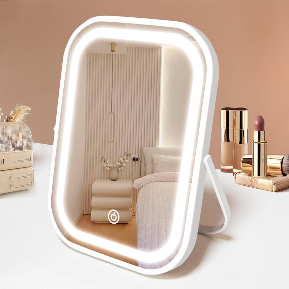 YEKKOPT Travel Makeup Mirror front view with lights