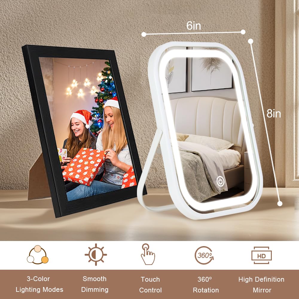 YEKKOPT Travel Makeup Mirror side view showing the U-shaped stand