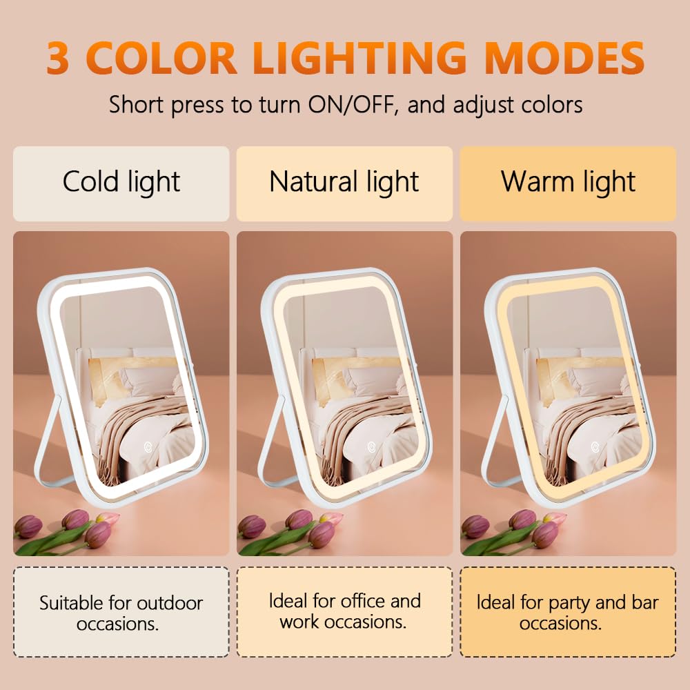 YEKKOPT Vanity Mirror displaying warm light setting