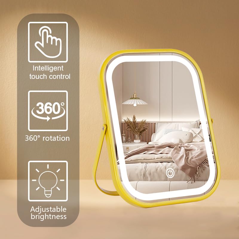 YEKKOPT Vanity Mirror in use with adjustable brightness