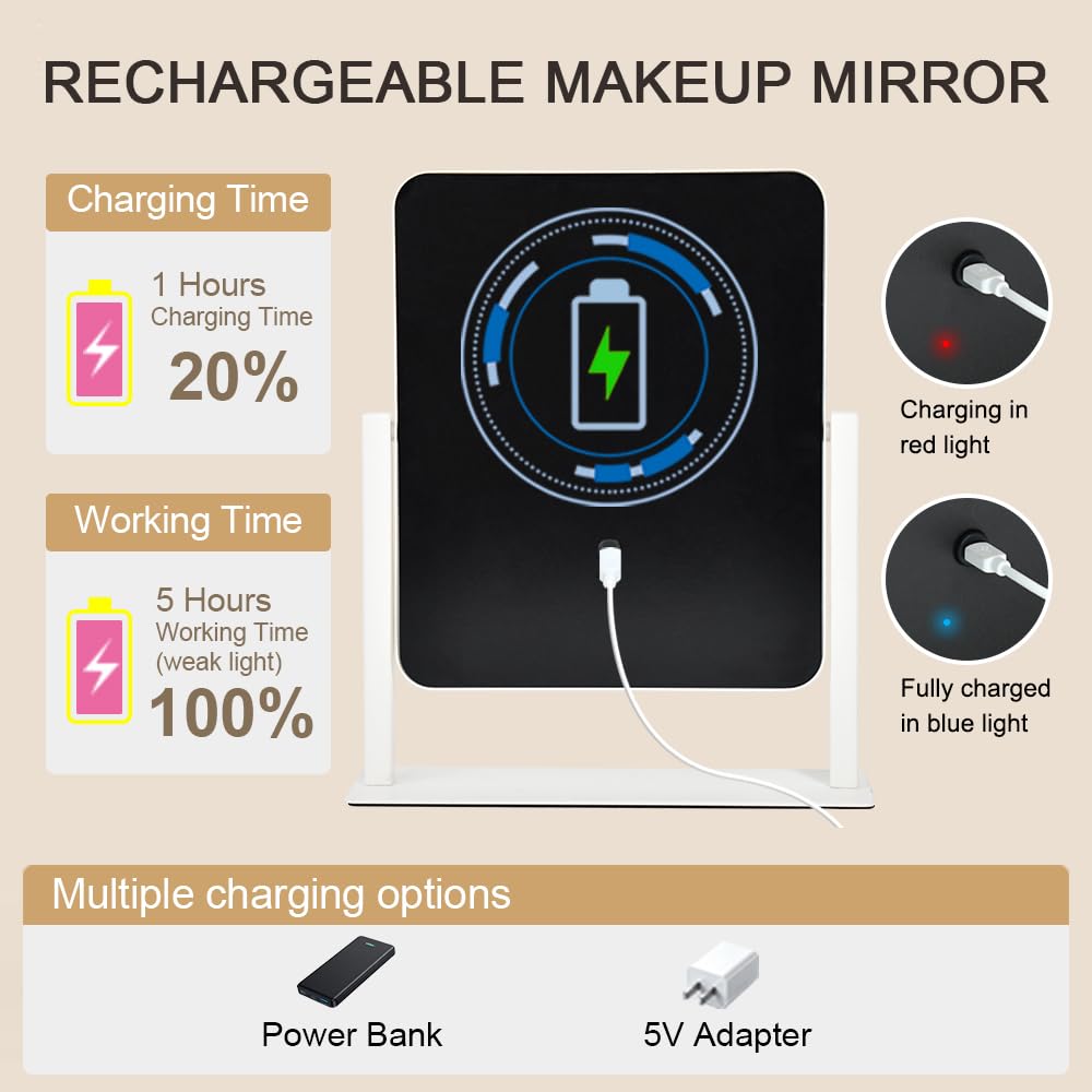 YEKKOPT Vanity Mirror showcasing natural lighting mode
