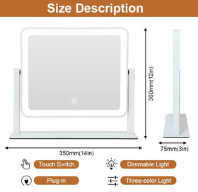 YEKKOPT vanity mirror showing smart touch control buttons