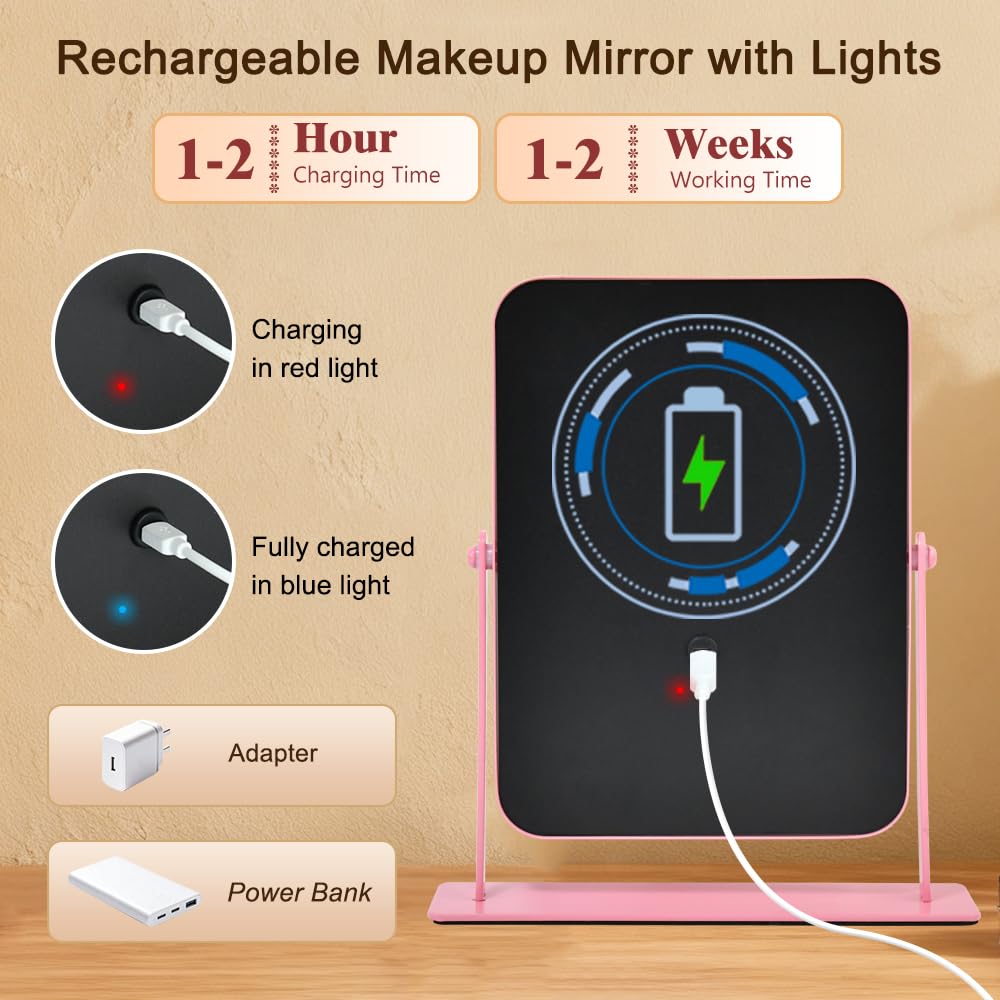 YEKKOPT Vanity Mirror with three-color illumination settings