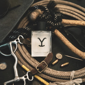 Yellowstone cologne packaging with branding