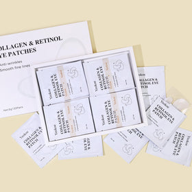 Yeokoe Under Eye Patches displayed with skincare products