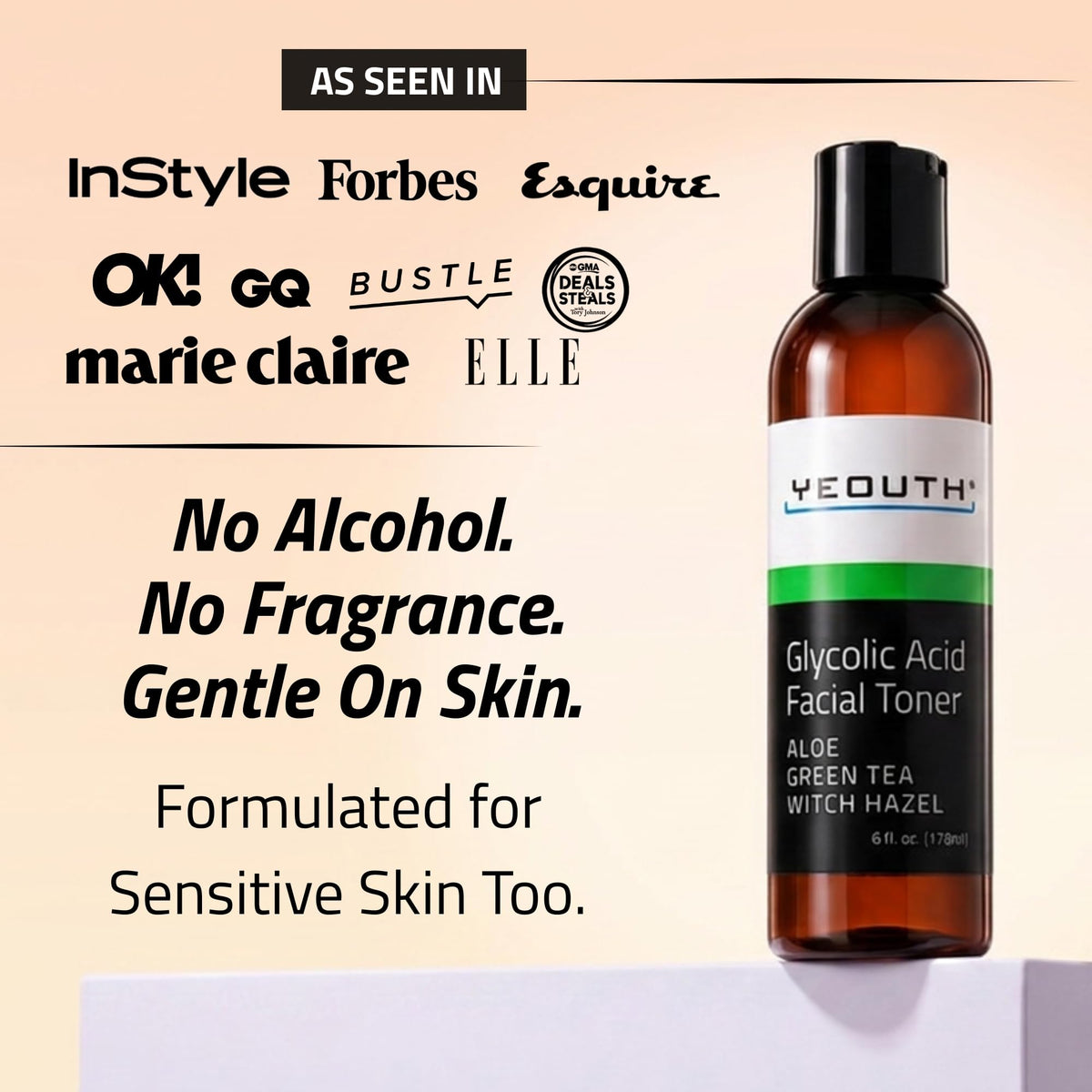 YEOUTH Glycolic Acid Toner 8% with green tea leaves