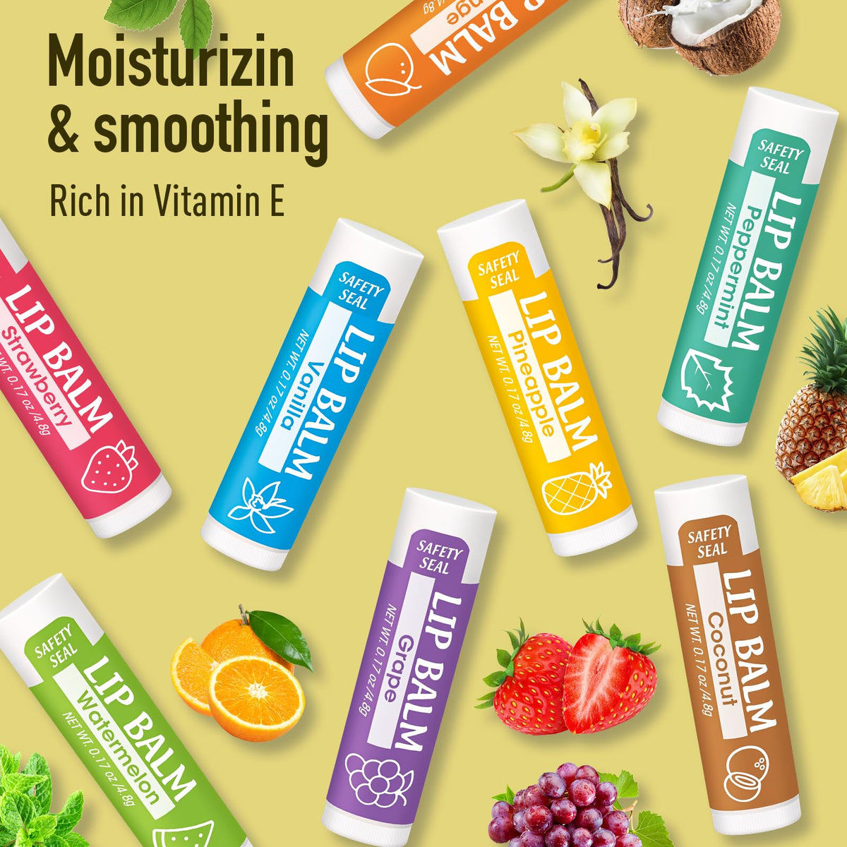 YesBes 128 Pack Lip Balm Pineapple flavour close-up