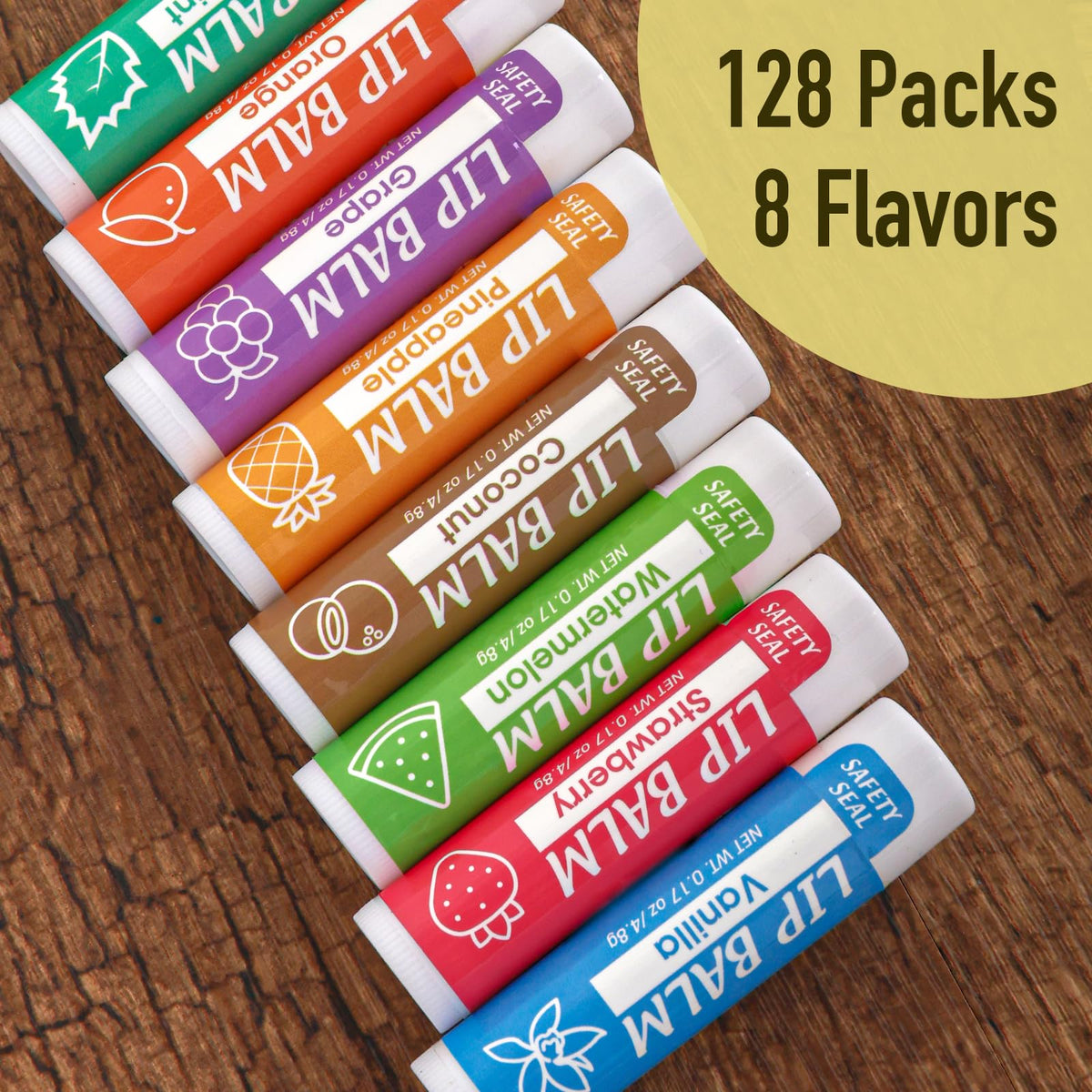 YesBes 128 Pack Lip Balm Vanilla flavour close-up