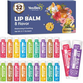 YesBes 32 Pack Lip Balm assorted flavours on display