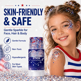 Yeweian Patriotic Hair Glitter Stick in hand for easy application demonstration