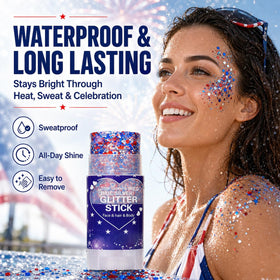 Yeweian Patriotic Hair Glitter Stick used in hair for 4th of July celebration