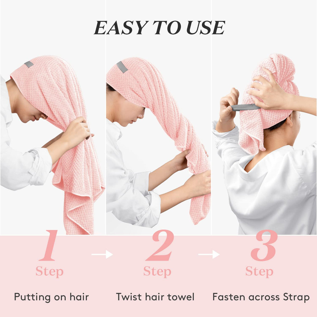 YFONG hair towel wrap in a bathroom setting
