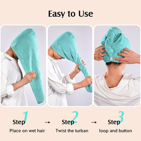 YFONG hair towel wrap in use after a shower
