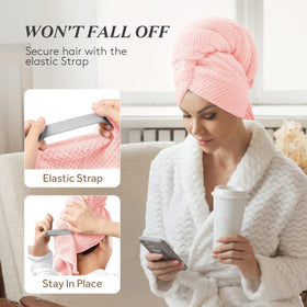 YFONG hair towel wrap in use on long hair