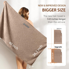 YFONG Large Microfiber Hair Towel Wrap folded on a bathroom counter