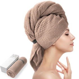YFONG Large Microfiber Hair Towel Wrap front view in soft fabric