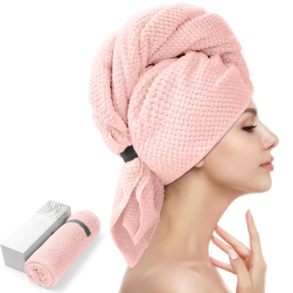 YFONG Large Microfiber Hair Towel Wrap front view in soft texture