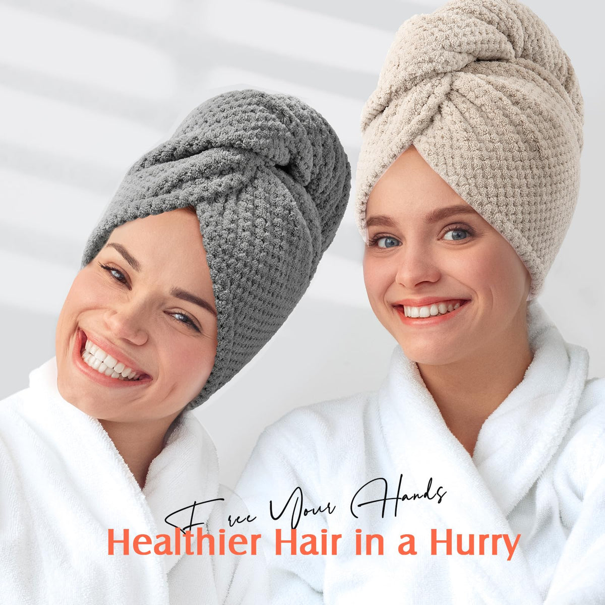 YFONG Microfiber Hair Towel Wrap close-up of button and loop