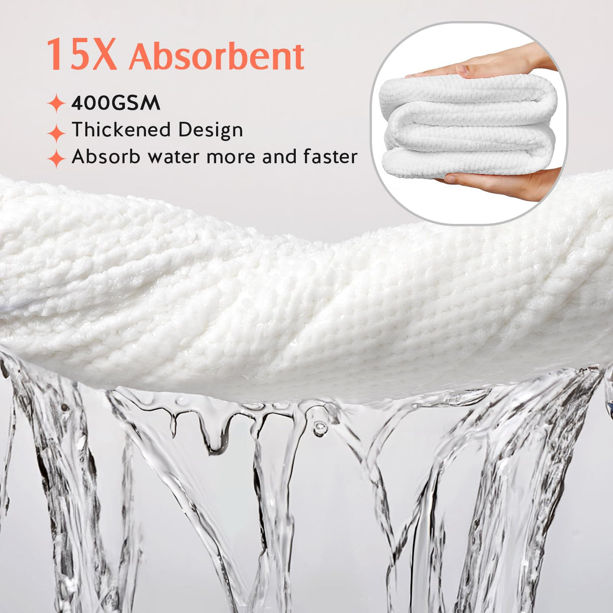 YFONG Microfiber Hair Towel Wrap front view in blue