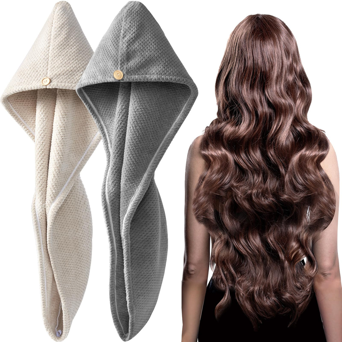 YFONG microfiber hair towel wrap front view in pink