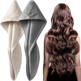 YFONG microfiber hair towel wrap front view in pink