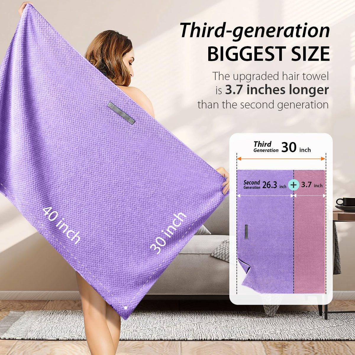 YFONG microfiber hair towel wrap in a bathroom setting