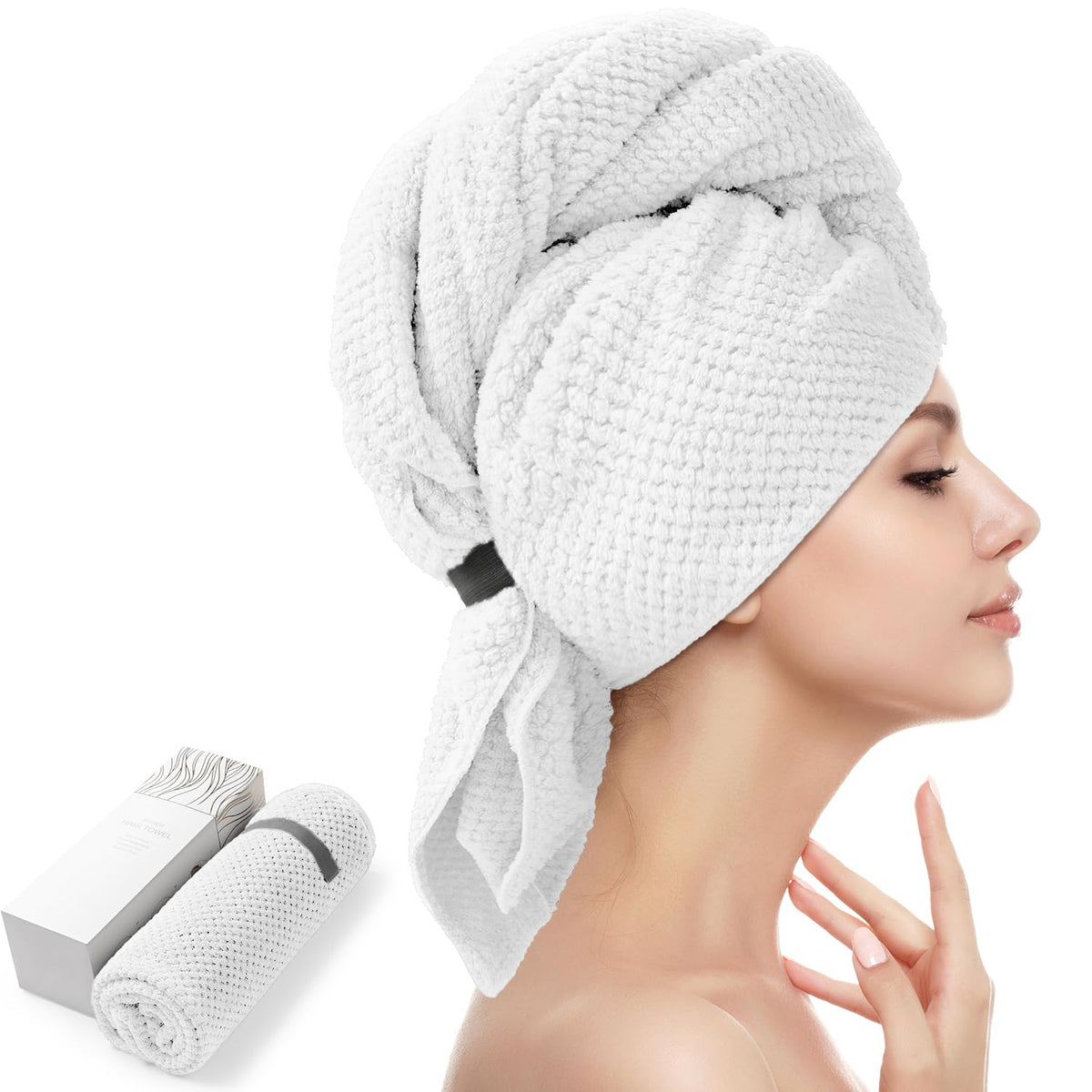 YFONG Microfiber Hair Towel Wrap in pink color front view