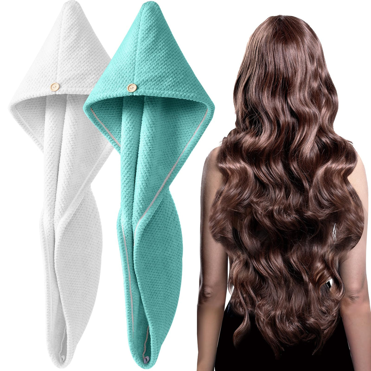 YFONG microfiber hair towel wrap in pink, front view