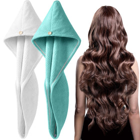 YFONG microfiber hair towel wrap in pink, front view