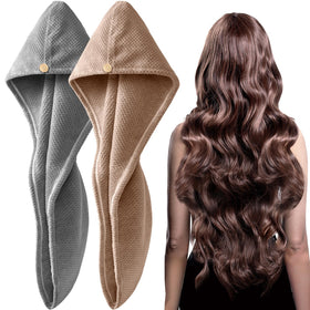 YFONG Microfiber Hair Towel Wrap in pink front view