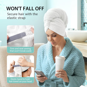 YFONG Microfiber Hair Towel Wrap in use on wet hair