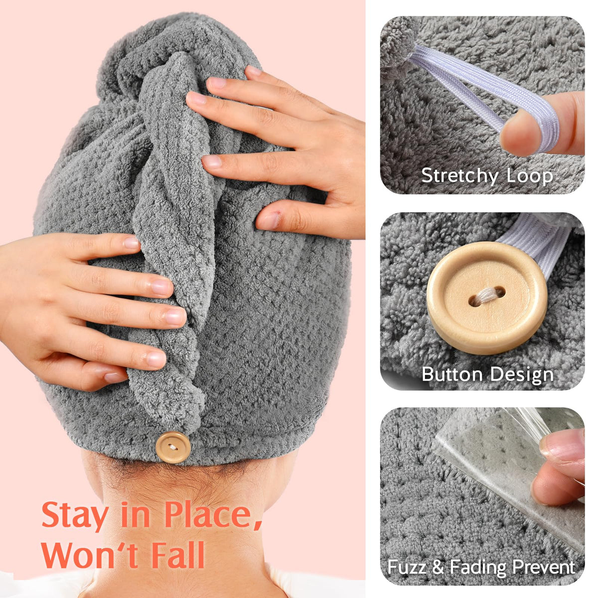 YFONG Microfiber Hair Towel Wrap lifestyle use in bathroom