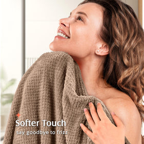 YFONG Microfiber Hair Towel Wrap showing absorbent texture