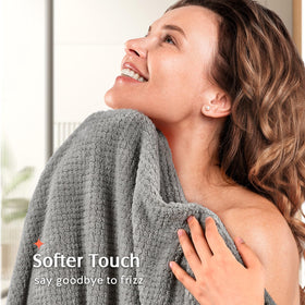YFONG Microfiber Hair Towel Wrap size comparison medium and large