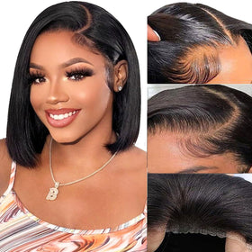 YFOXI 10 Inch Glueless Bob Wig front view with straight hair