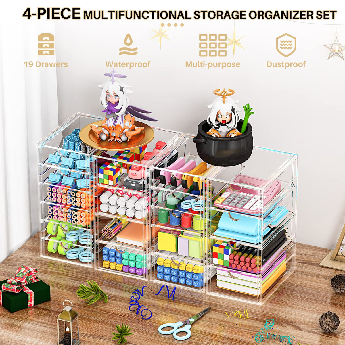 YFXCVSL Acrylic Makeup Organizer dimensions illustration