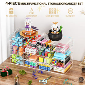 YFXCVSL Acrylic Makeup Organizer dimensions illustration