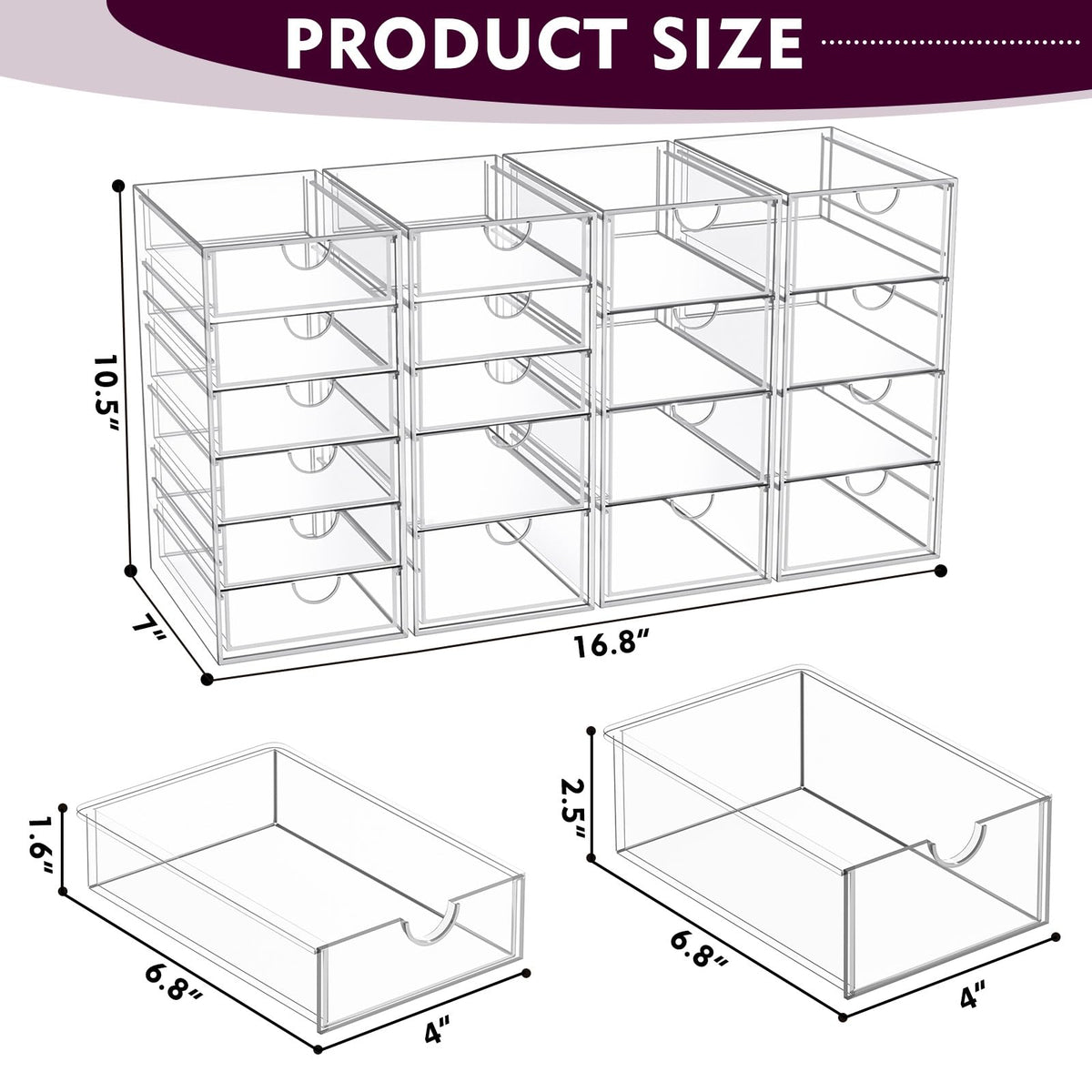 YFXCVSL Acrylic Makeup Organizer filled with makeup products