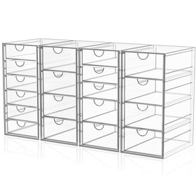 YFXCVSL Acrylic Makeup Organizer front view with 19 drawers