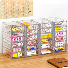YFXCVSL Acrylic Makeup Organizer on a bathroom counter