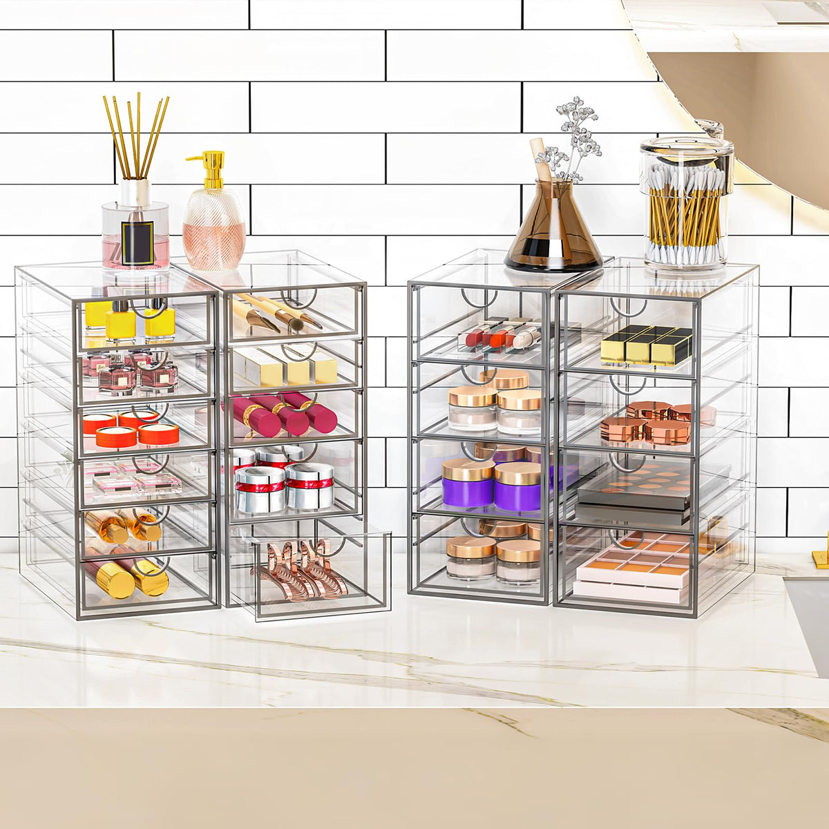 YFXCVSL Acrylic Makeup Organizer side view showing clear design