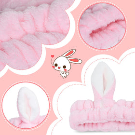 Ygreato Bunny Ears Headband in gray with spa products