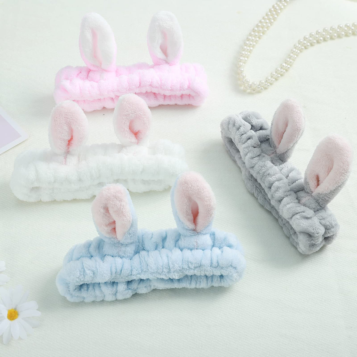 Ygreato Bunny Ears Headband in use during makeup application