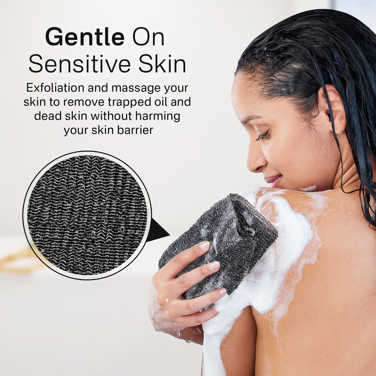 Yiclick back scrubber towel in use