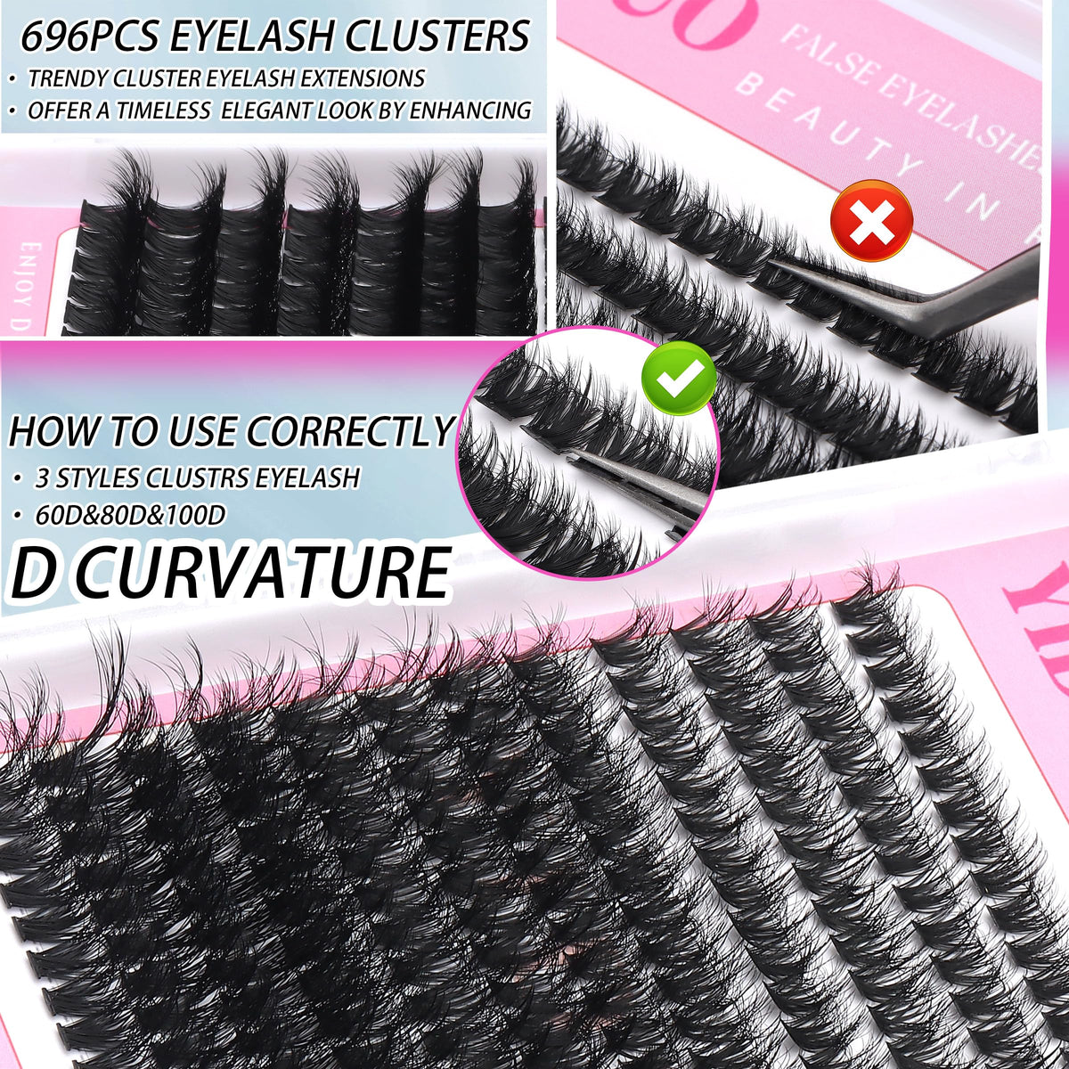 YIDUO 100D lash clusters included in the kit