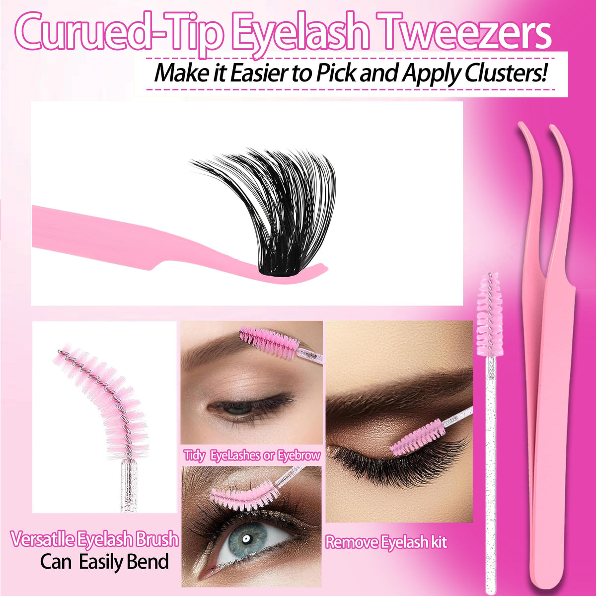 YIDUO 150D and 200D lash clusters displayed