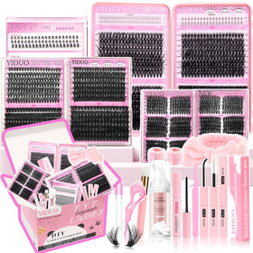 YIDUO 1846Pcs Lash Clusters Kit front view with various lash styles