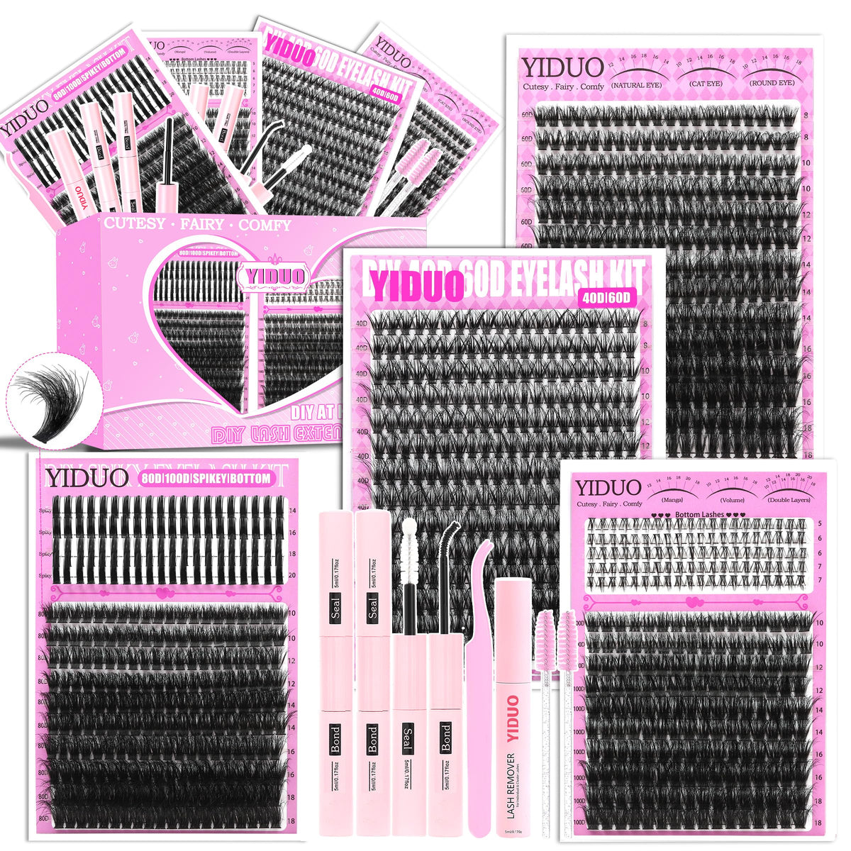 YIDUO 4 Styles Lash Clusters Kit packaging front view